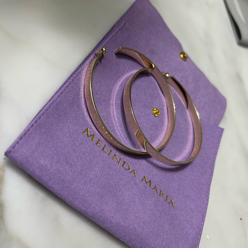 Melinda Maria Gold Atlas Hoop Earrings - Picture 3 of 5